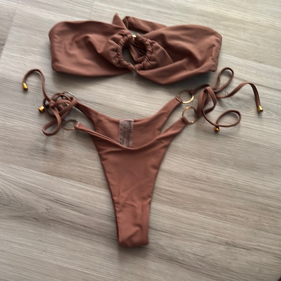 2 for 15💥Chic Brown Bikini with Gold Rings - Picture 1 of 2